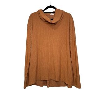 Jane and Delancey XL Orange/Brown Ribbed Cowl Neck Long Sleeve Sweater